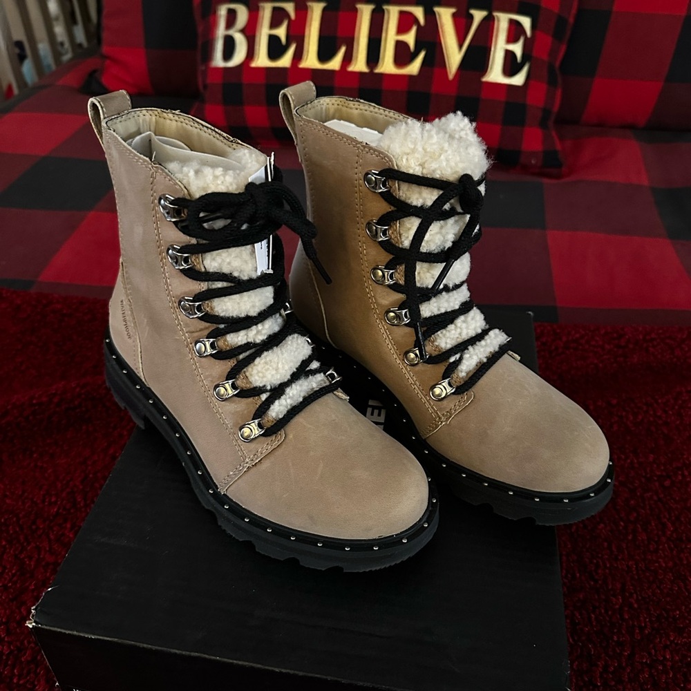 Sorel Lennox Lace-Up Boots with Black Accents